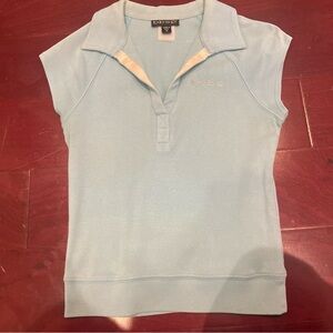 Bebe Sky Blue Cap Sleeve Polo Top